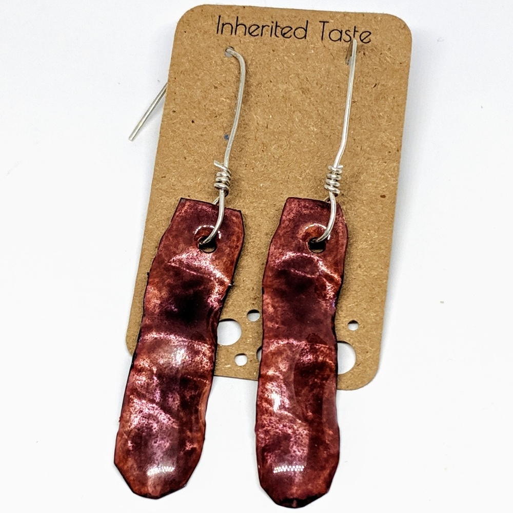 Handcrafted Purple Enamel Long Dangle Earrings